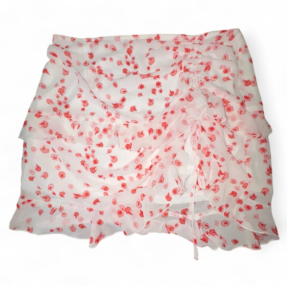 Princess Polly White and Red Ruffle Mini Skirt!